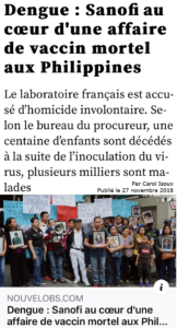 dengue sanofi vaccin mortel